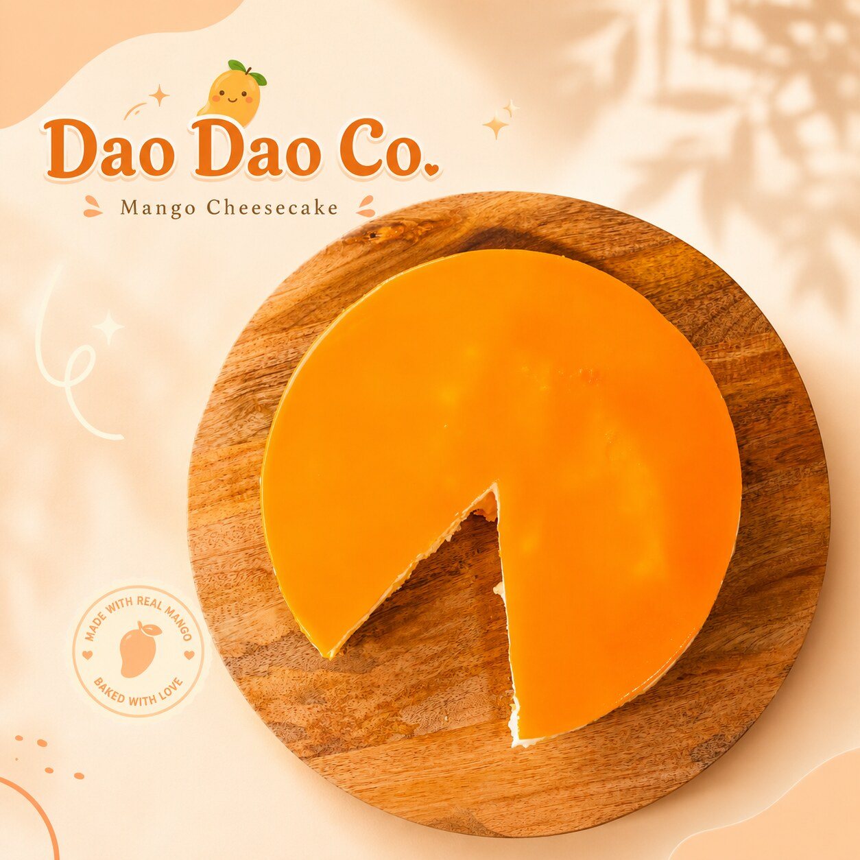 Mango cheesecake presented as a finished product campaign concept